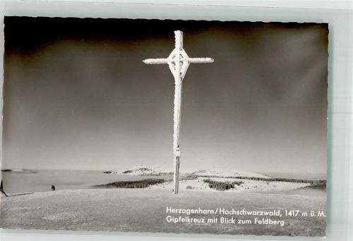 Bernau Winter Herzogenhorn Gipfelkreuz Blick zum Feldberg