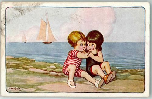 Kinder Segelboot Zensurstempel Künstlerkarte