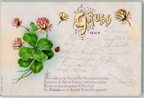 1899 Marienkäfer Gruss aus Spruch E.B.C.i.B. Nr.9020