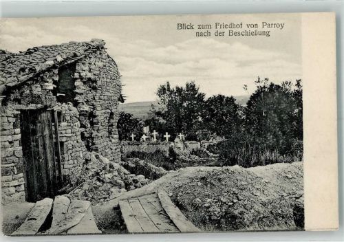 Parroy Feldpost WK I Friedhof nach der Beschießung