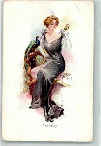 Elegante Frau beschaut sich im Spiegel Künstlerkarte WSSB 1242