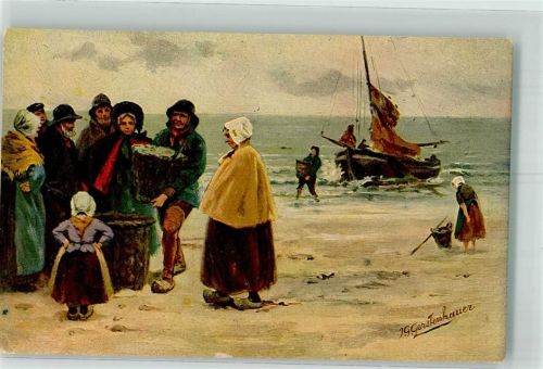 Fischerboot Fischfang Fischverkauf am Strand Tracht