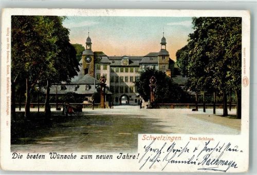Schwetzingen 1902 Neujahrsgrüße Das Großherzogliche Schloss Verlag Otto Schwarz