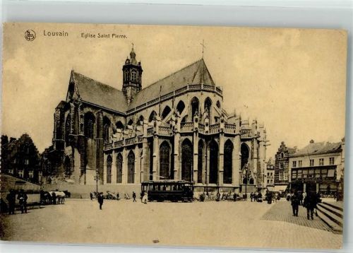 Leuven 1921 Kirche Saint Pierre Straßenbahn
