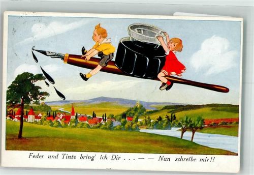 1926 Federhalter Kinder fliegen in der Luft