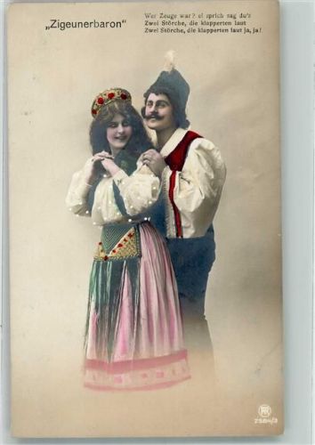 Tracht Vers : Zwei Störche, die klapperten laut Rotophot Serie 2584/3 handkoloriert
