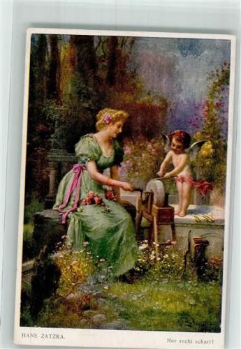 Amor schärft seine Pfeile am Schleifstein Galerie Wiener Künstler Nr. 780