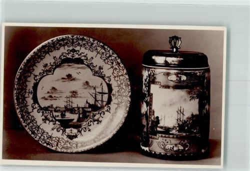 Meißen Teller und Krug mit Höroldtmalerei 1730