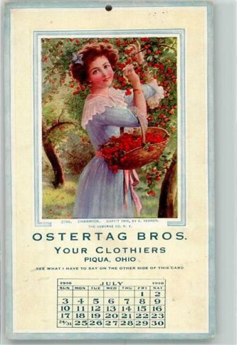 Passepartout Charmion Frau mit Kirschen Ostertag Bros. July 1910 Your Clothiers Piqua, Ohio