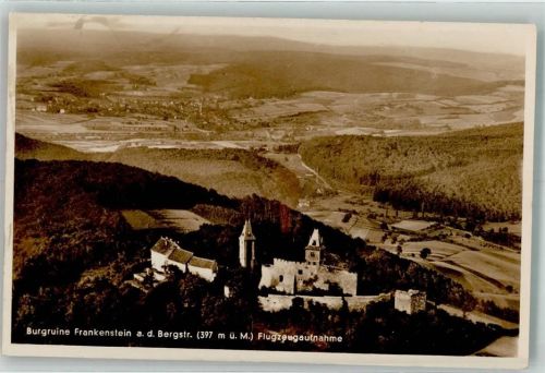 67468 W6731 Frankenstein , Pfalz - Fliegeraufnahme Burgruine Frankenstein a.d. Bergstraße