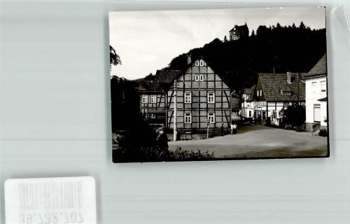 Schwalenberg Fachwerkensemble mit Burg Schwalenberg Foto Original aus Archiv eines Ansichtskartenverlags Ort handschriftlich