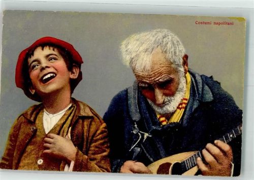 Napoli Tracht Musik Alter Mann Junge