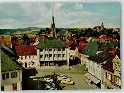 Bad Sobernheim Marktplatz mit Kath. Kirche Kreissparkasse und Haus Hüttenberg