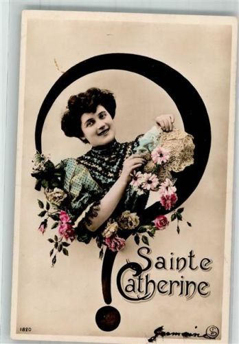 Sainte Catherine Frauenschönheit mit Blüten handkoloriert