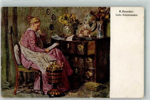 sign. Bressler Eine Frau liest in den alten Erinnerungen S.V.D. Nr. 382