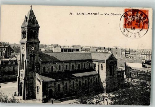 Saint-Mande 1914 Kirche Briefmarke Bildseite