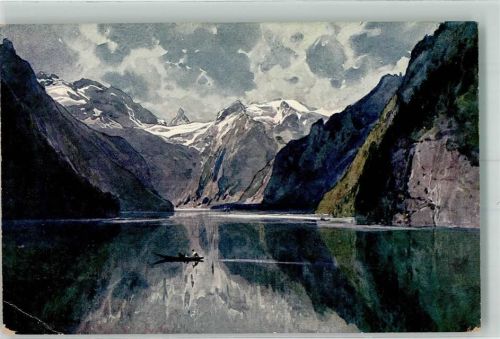 Schönau 1921 Königssee Alpiner Kunstverlag Eugen Richter Nr. 5 Hüttenstempel St. Bartholomäus