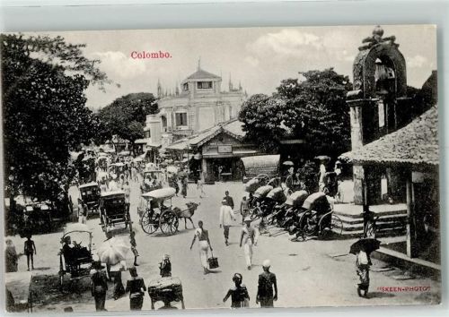 Colombo Foto AK Tracht Rikscha Straße