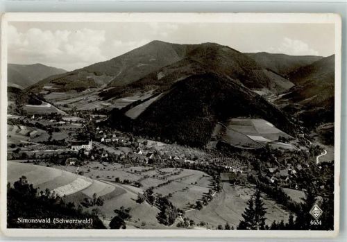 Simonswald mit Simonswälder Tal und Kirche St. Sebastian mit Friedhof Verlag Karl Alber Nr. 6634