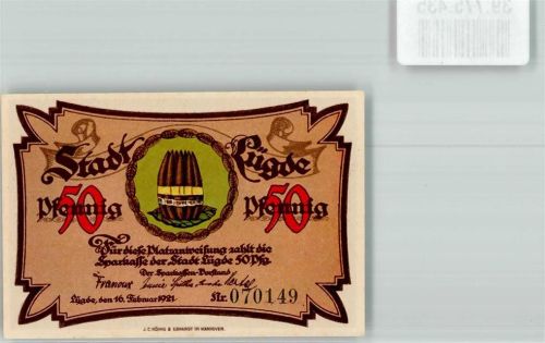 Lügde 1921 50 Pfennig Nr. 070149 Stadtmauer