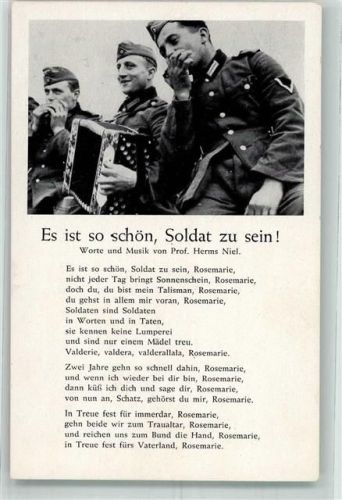 Text des Liedes Es ist so schön Soldat zu sein! von Herms Niel Mundharmonika Ziehharmonika Verlag Robert Franke