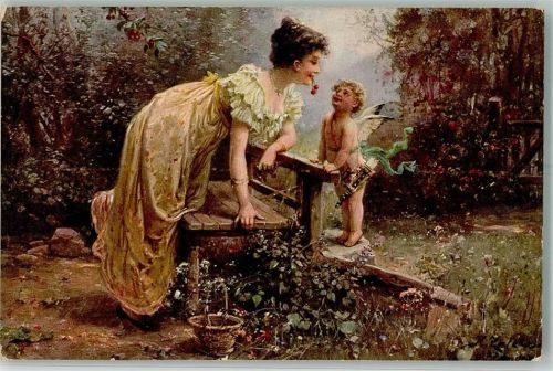1916 Herzkirschen Amor F.A. Ackermann Serie 136 Nr. 1668 Feldpost WK I KuK Brasso
