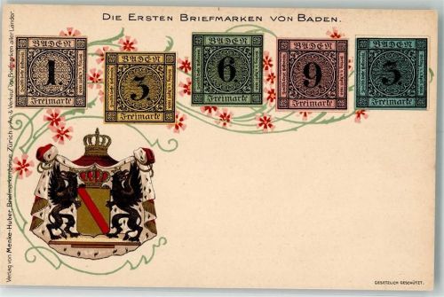 Ersten Briefmarken von Baden Wappen Verlag Menke-Huber Briefkartenbörse