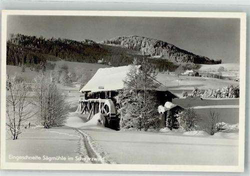 Eingeschneite Sägemühle im Schwarzwald