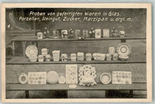 Proben a. Glas Steingut Zucker Mazipan
