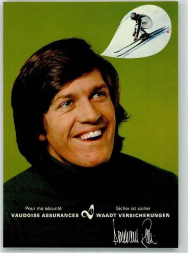 Comme Bernhard Russi Werbung für Versicherung Waadt Ski