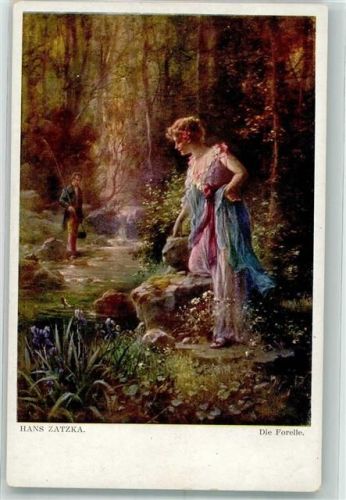 Frau Angeln Die Forelle Galerie Wiener Künstler Nr.630