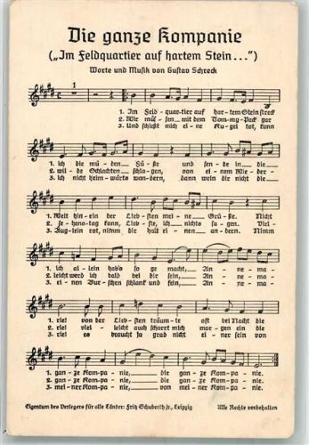 Text und Melodie des Liedes Die ganze Kompanie von Schreck Verlag Robert Franke