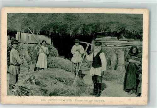 1917 Russische Typen Nr. 889 - Bauern bei der Heuernte Landwirtschaft
