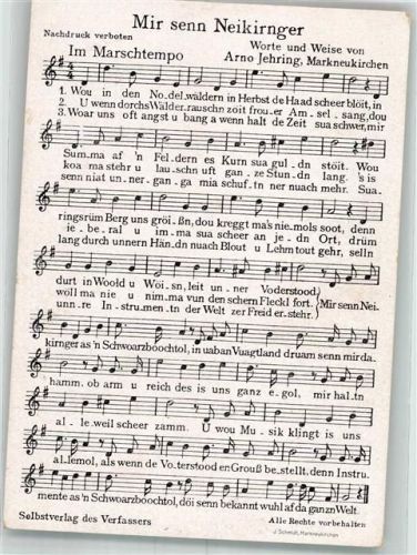 Markneukirchen Lied Mir senn Neikirnger Lieder AK Vogtland