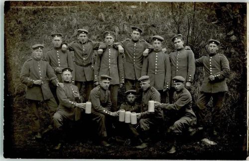 Neu-Ulm 1915 Feldpost WK I Ort lt. Stempel Gruppenfoto Uniform