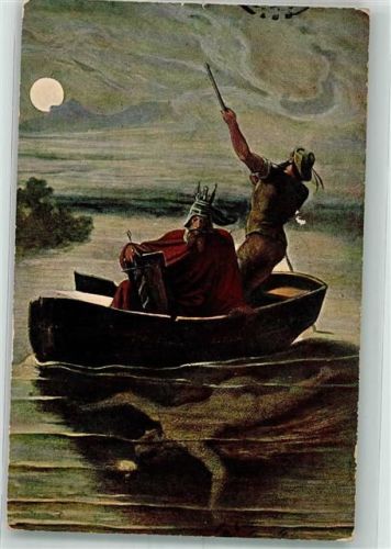 1911 Boot Mondschein sign. von Schwind M. Verlag Ackermann Serie 268 Nr.2771