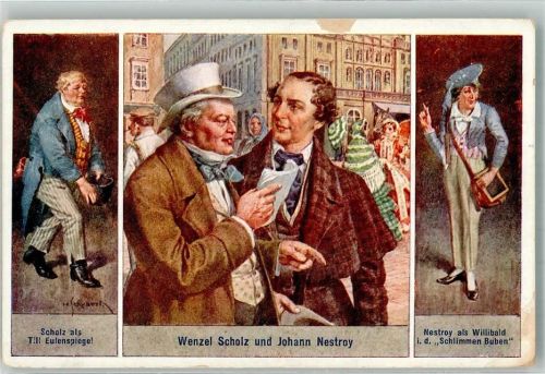 Wenzel Scholz + Johann Nestroy sign. Schubert H.