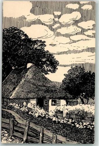 sign. Strich-Chapell Niedersächsisches Bauernhaus Heimatschutz-Karte Nr. 6 Bauernhaus Künstlerkarte