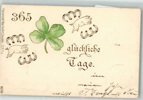 1899 Schweine Hufeisen Spruch Verlag Seyfert Nr.18