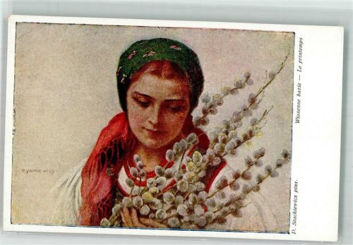 sign. Stachowicz : Wiosenne bazie Frau Serie 152/14 Salon Malarzy Polskich w Krakowie