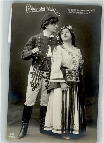 Paar in bunter Tracht Zigeuner 1911