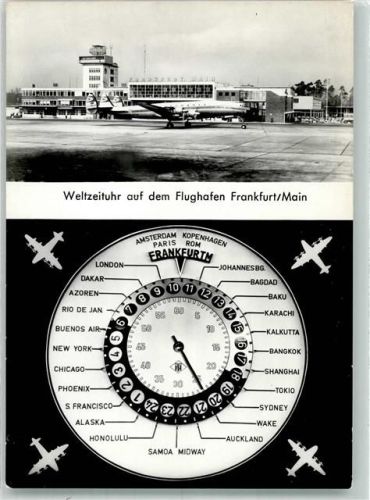 Frankfurt Weltzeituhr Propellermaschine Terminal