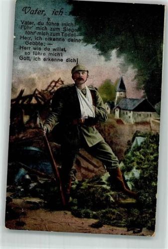 Verwundeter Landser in Uniform betet zu Gott Fotostudioaufnahme WK I
