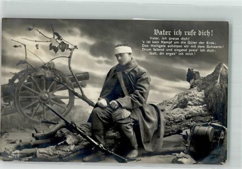 1915 Verwundeter Landser bete zu Gott Artillerie Uniform R & K.L. 8272/5