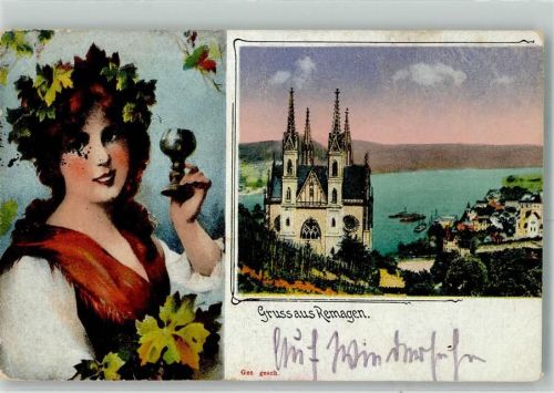 Remagen 1917 Wein Tracht Kirche Feldpost WK I