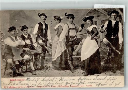 1901 Brauchtum Schuhplattler Zither Foto von Ernst v. Zabuesnig Tegernsee