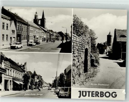 Jüterbog 1978 Leninstrasse J-Curie Straße Stadtmauer Auto