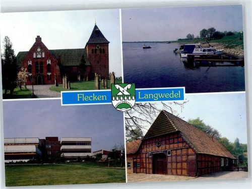 27299 W2815 Langwedel , Kr Verden, Aller - Kirche Daverden, Schulzentrum, Weserbogen Hagen-Grinden, Bauernhaus Haberloh, Wappen