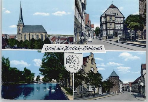 37235 W3436 Hessisch Lichtenau - Kirche, Ortspartie, Teichpartie