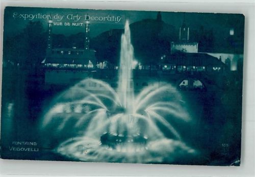 Paris Exposition des Art Decoratifs Fontaine Vedovelli Bei Nacht Noyer 105